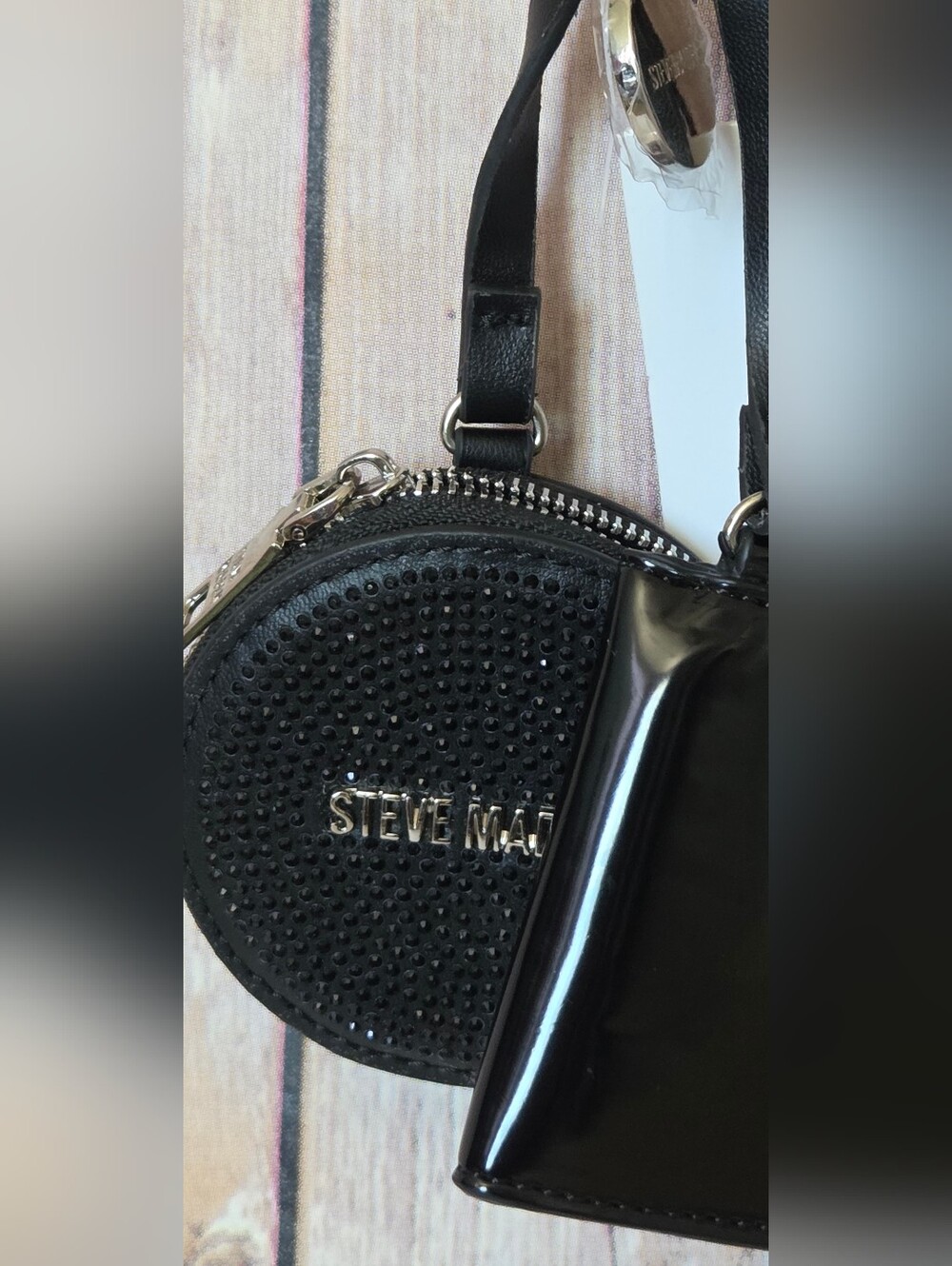 Steve Madden Black Keychain Coin Purses With Compact Mirror 3pc NWT - Picture 2 of 14